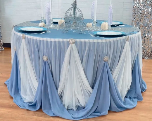 Set of Cinderella Tablecloth with Lights, Cinderella store Table skirt, Cinderella Wedding, Cinderella Table Skirt,