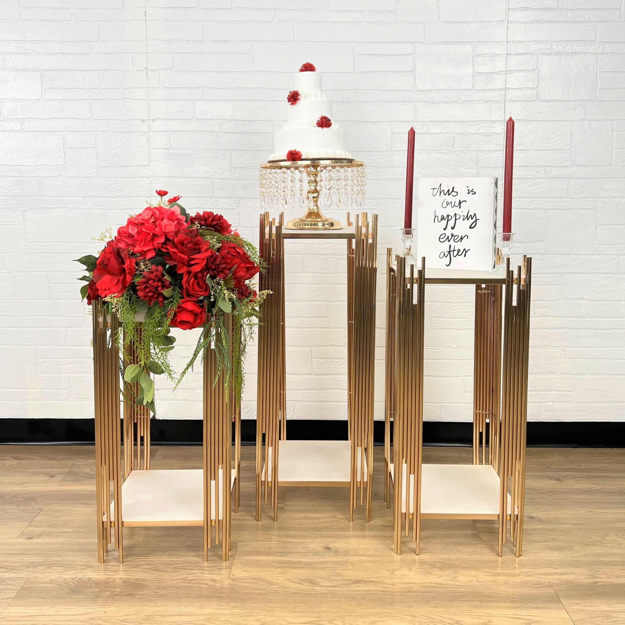 3 pcs of Gold Plinths Square Display Stand– CV Linens