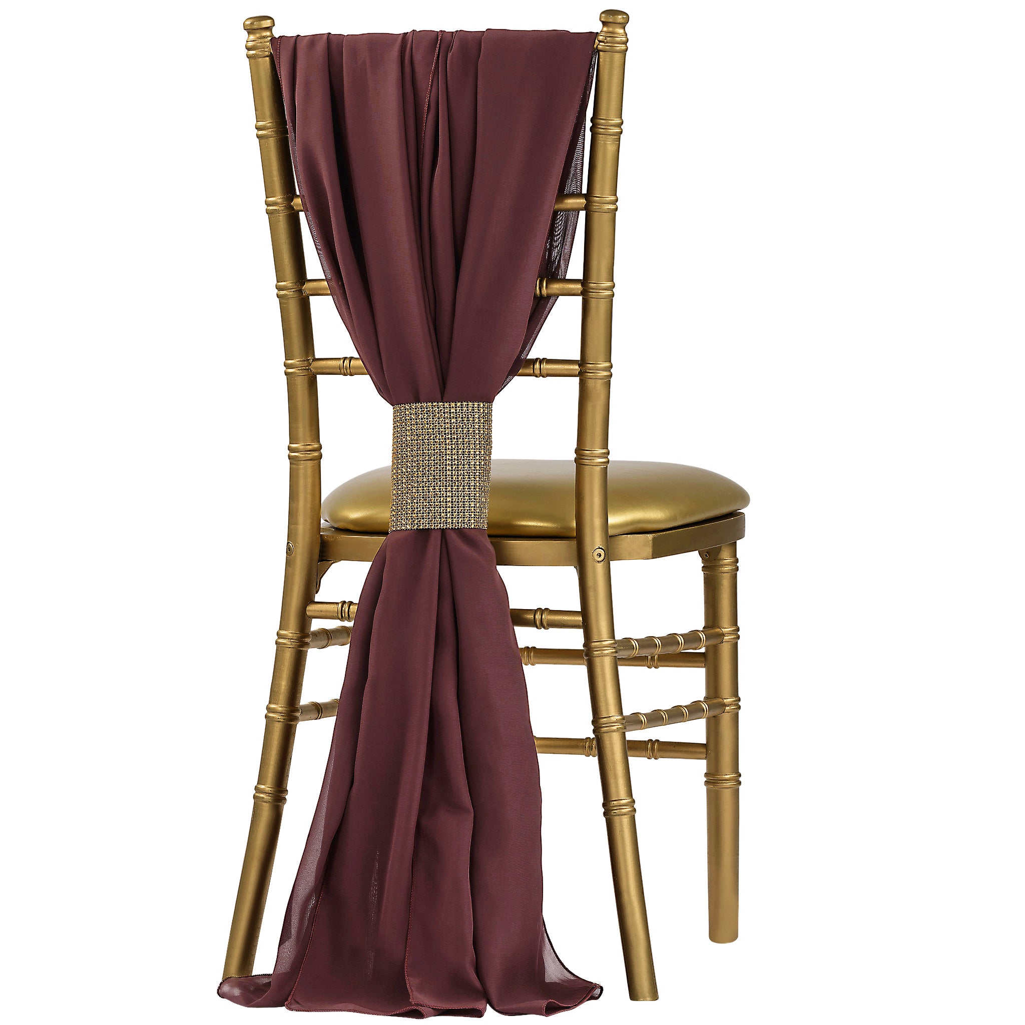 5pcs Pack of Chiffon Chair Sashes/Ties - Burgundy– CV Linens