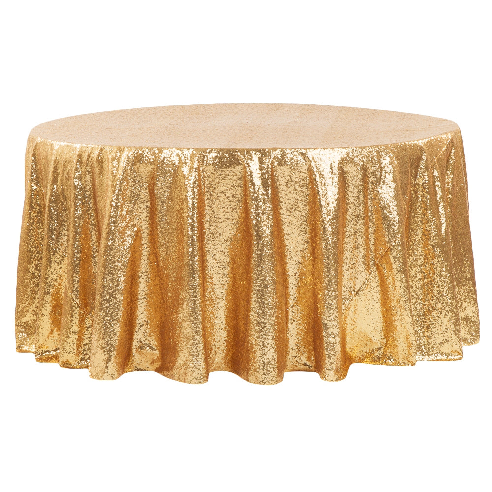 Glitz Sequins 108 Round Tablecloth - Gold– CV Linens