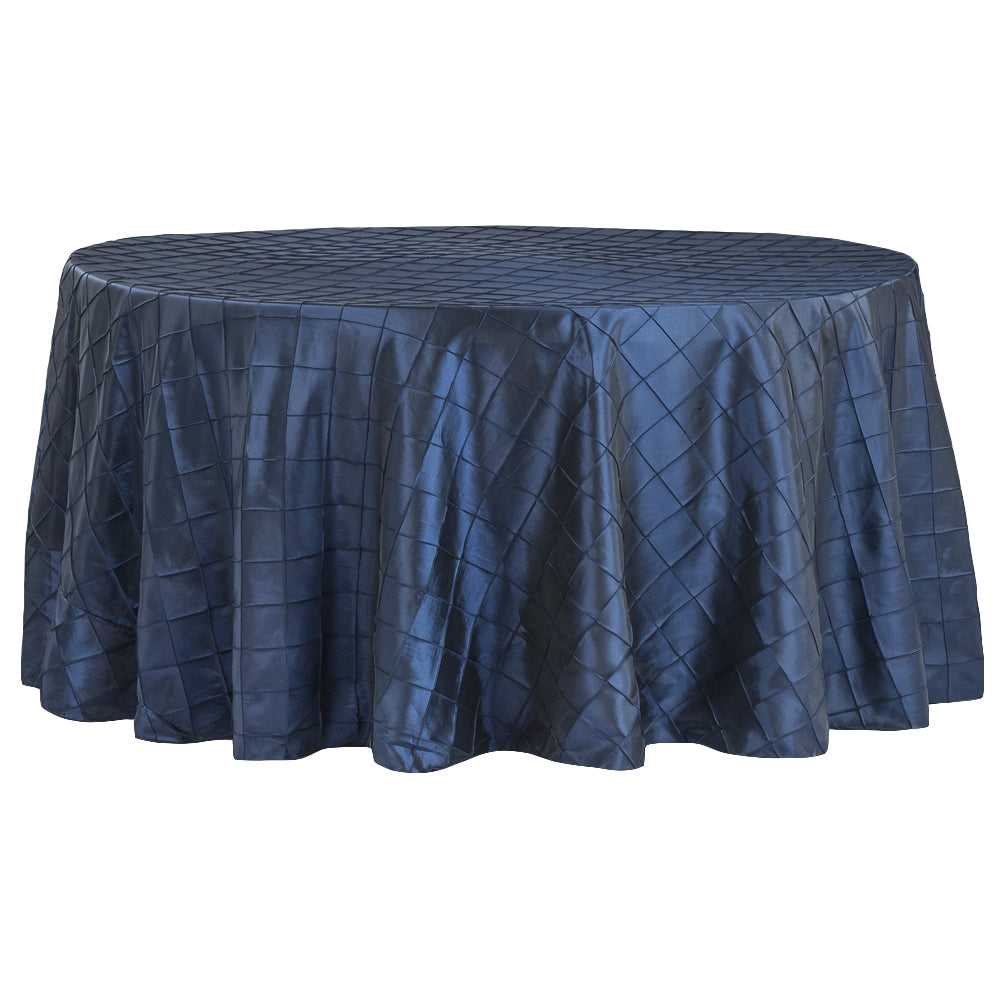 Pintuck 132 Round Tablecloth - Navy Blue