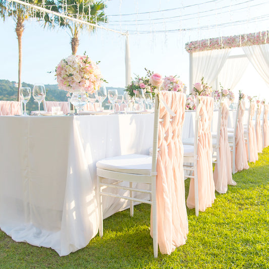 Chiffon Chair Sashes on Chiavari Chairs - CV Linens