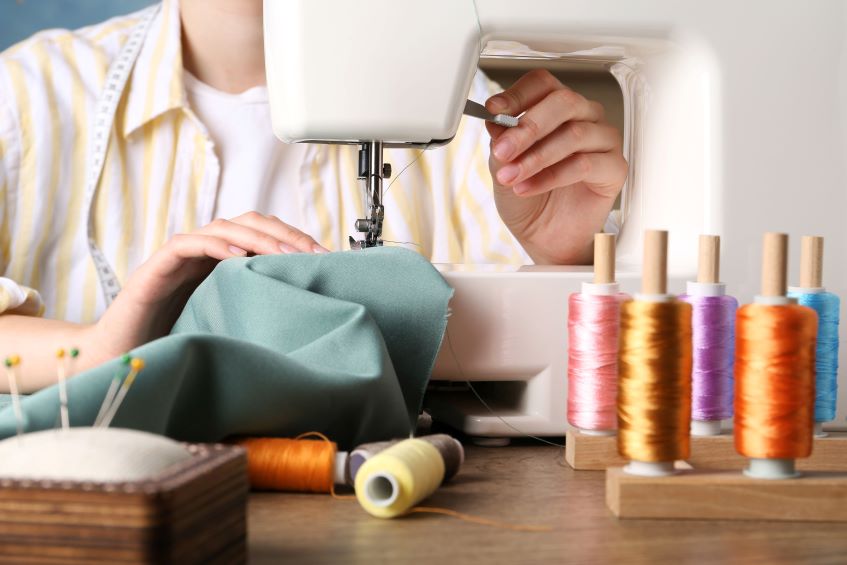 Seamstress-working-with-sewing-machine