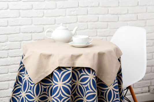 Blue-And-Tan-Geometric-Tablecloth 