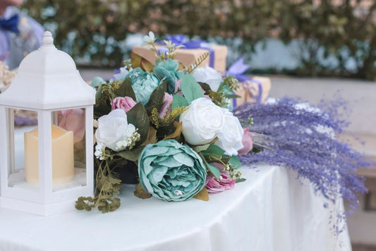 sage green tabletop decorations