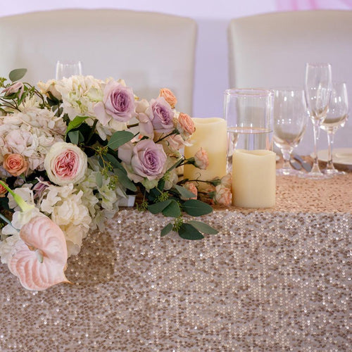 sequin tablecloth setup