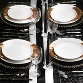 Chic & Sophisticated Black Stripe Sequins Tablescape