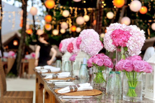 pink wedding table setup