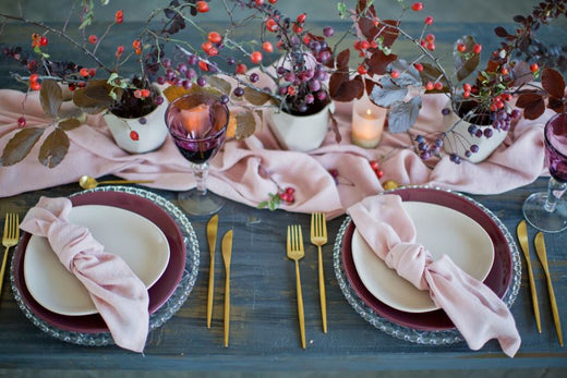 pink and purple table setup