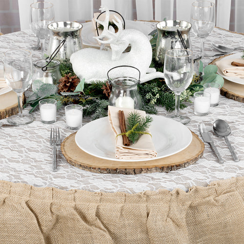 Rustic Winter Tablescape with Burlap Linens & Lace