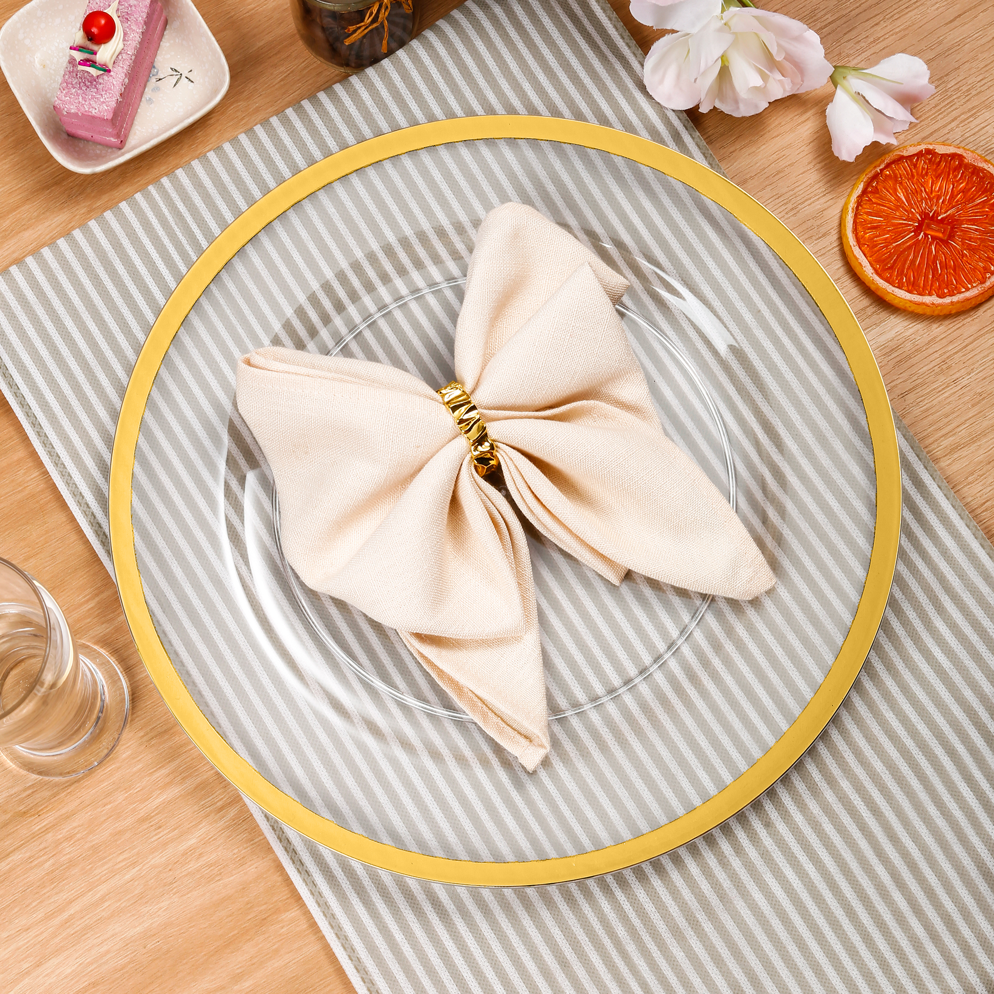 Alpine Acrylic Charger Plate - Gold trim - CV Linens