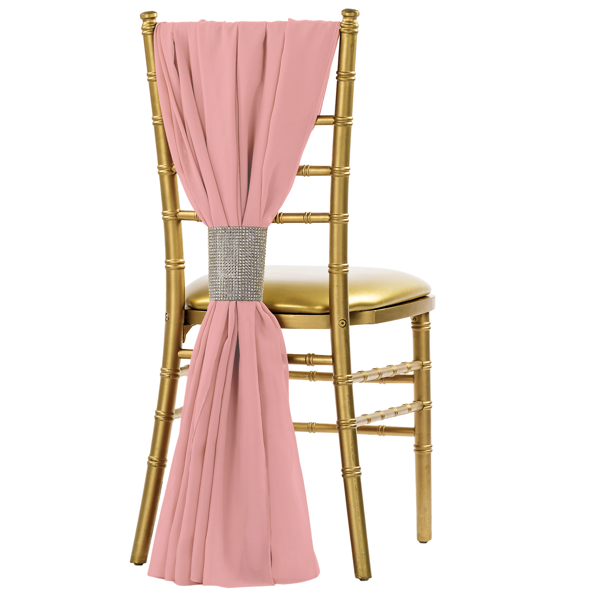 5pcs Pack of Chiffon Chair Sashes/Ties 19" x 72" - Dusty Rose/Mauve