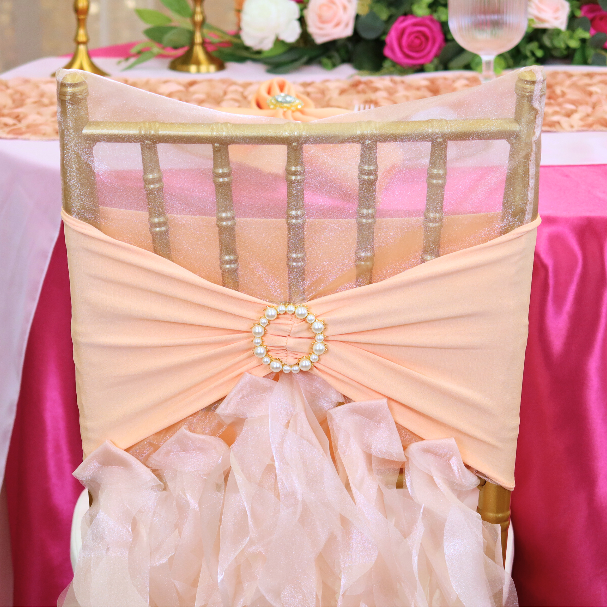 Curly Willow Chiavari Chair Back Slip Cover - Blush/Rose Gold