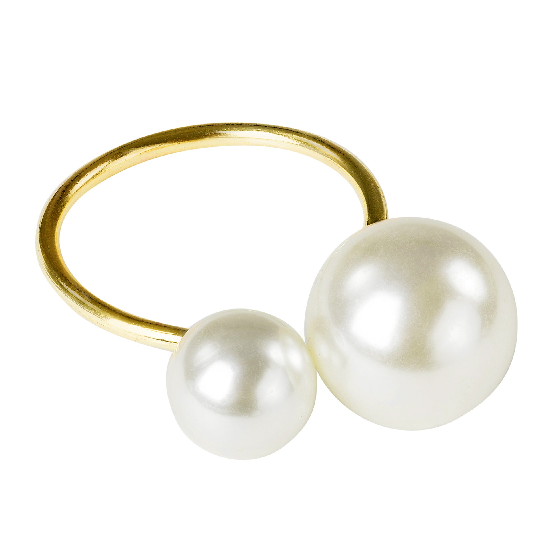 10 pc/pk Faux Pearl Napkin Ring - Gold