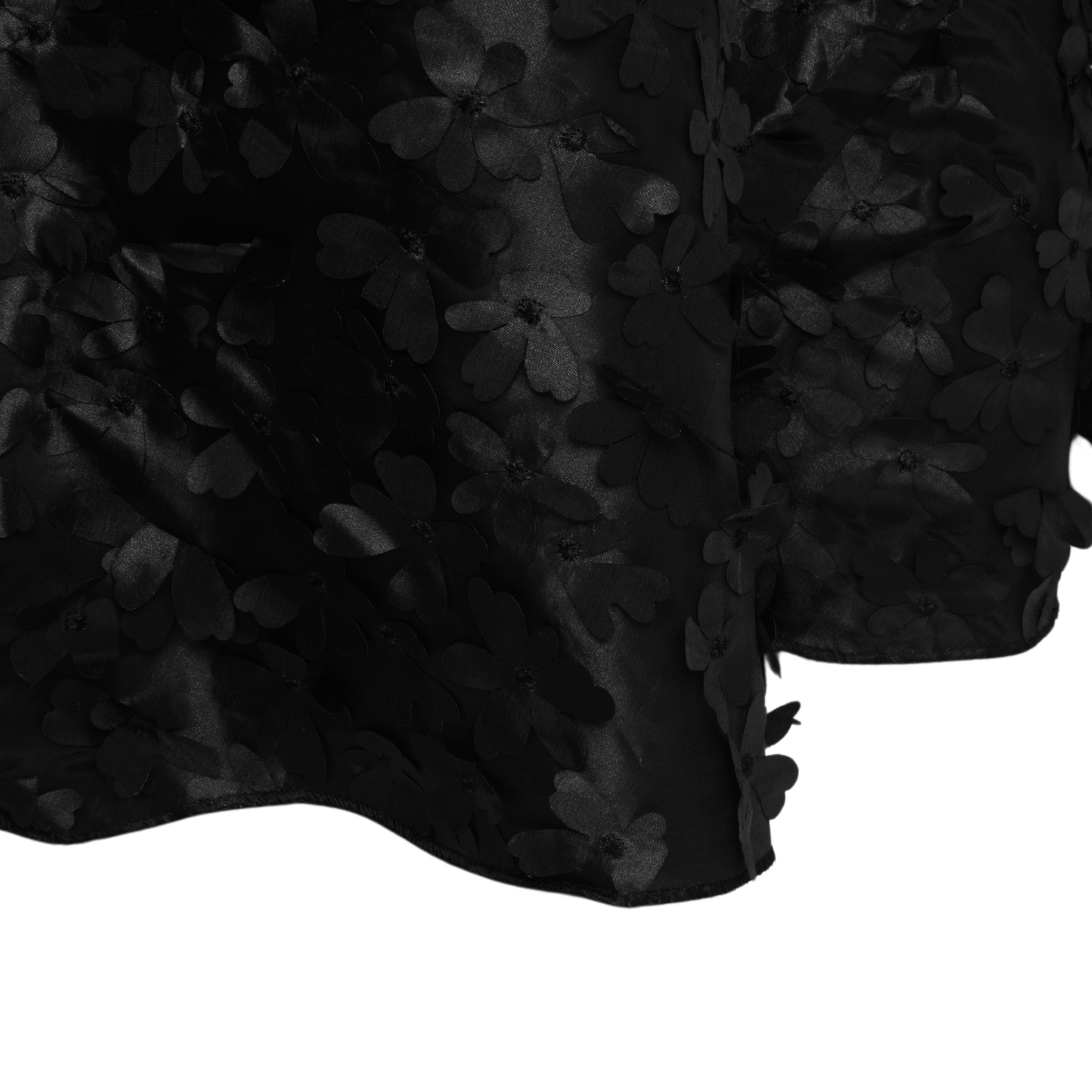 Flower Petal Taffeta Round 120" Tablecloth - Black