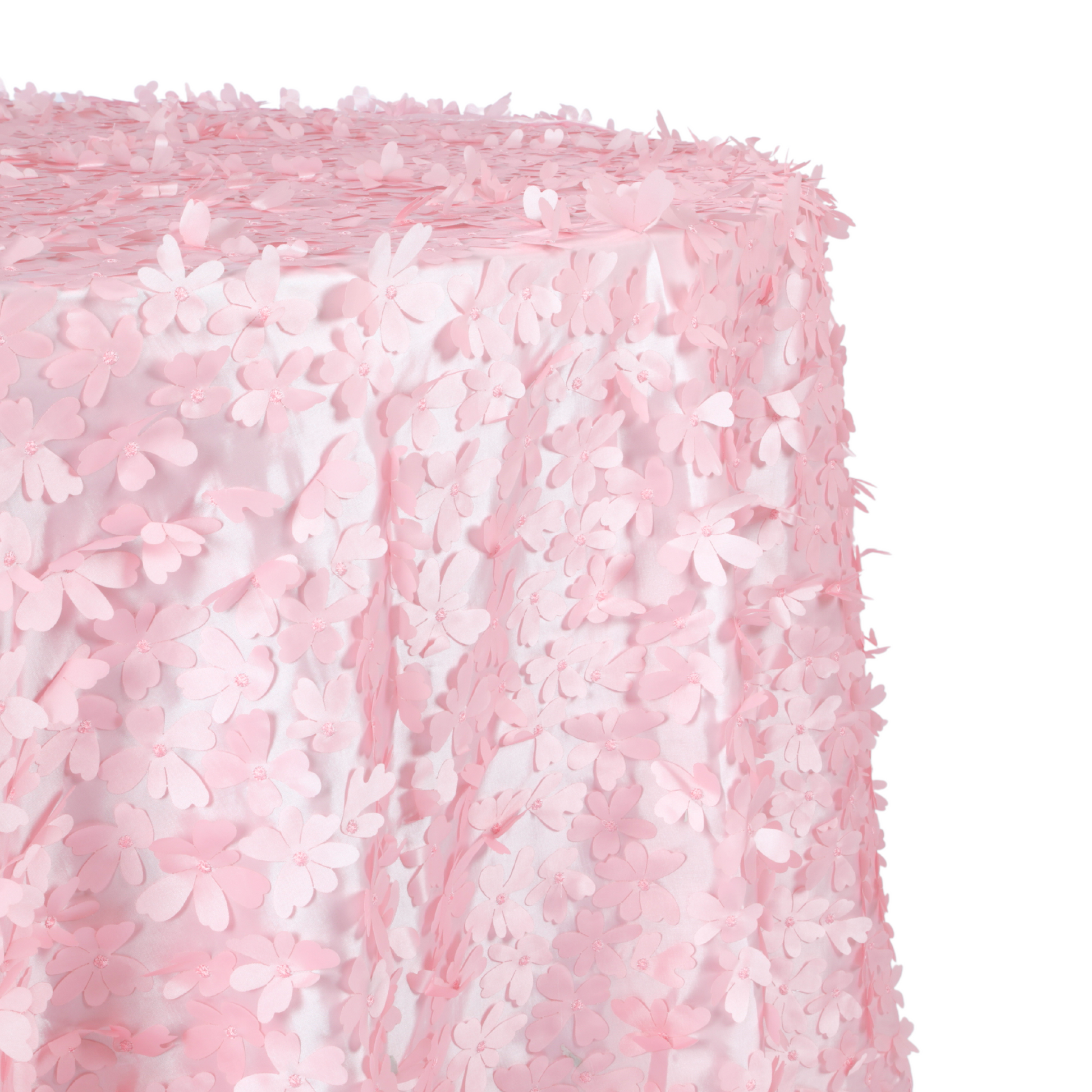 Flower Petal Taffeta Round 120" Tablecloth - Pink