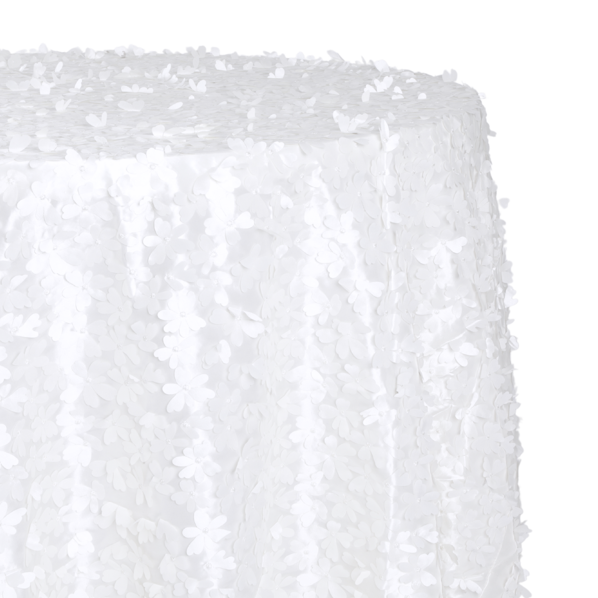 Flower Petal Taffeta Round 120" Tablecloth - White