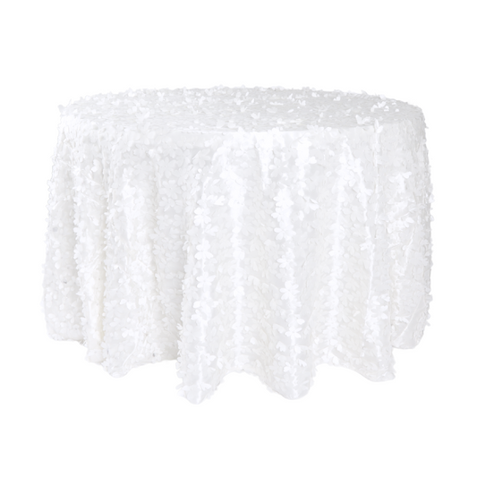 Flower Petal Taffeta Round 120" Tablecloth - White