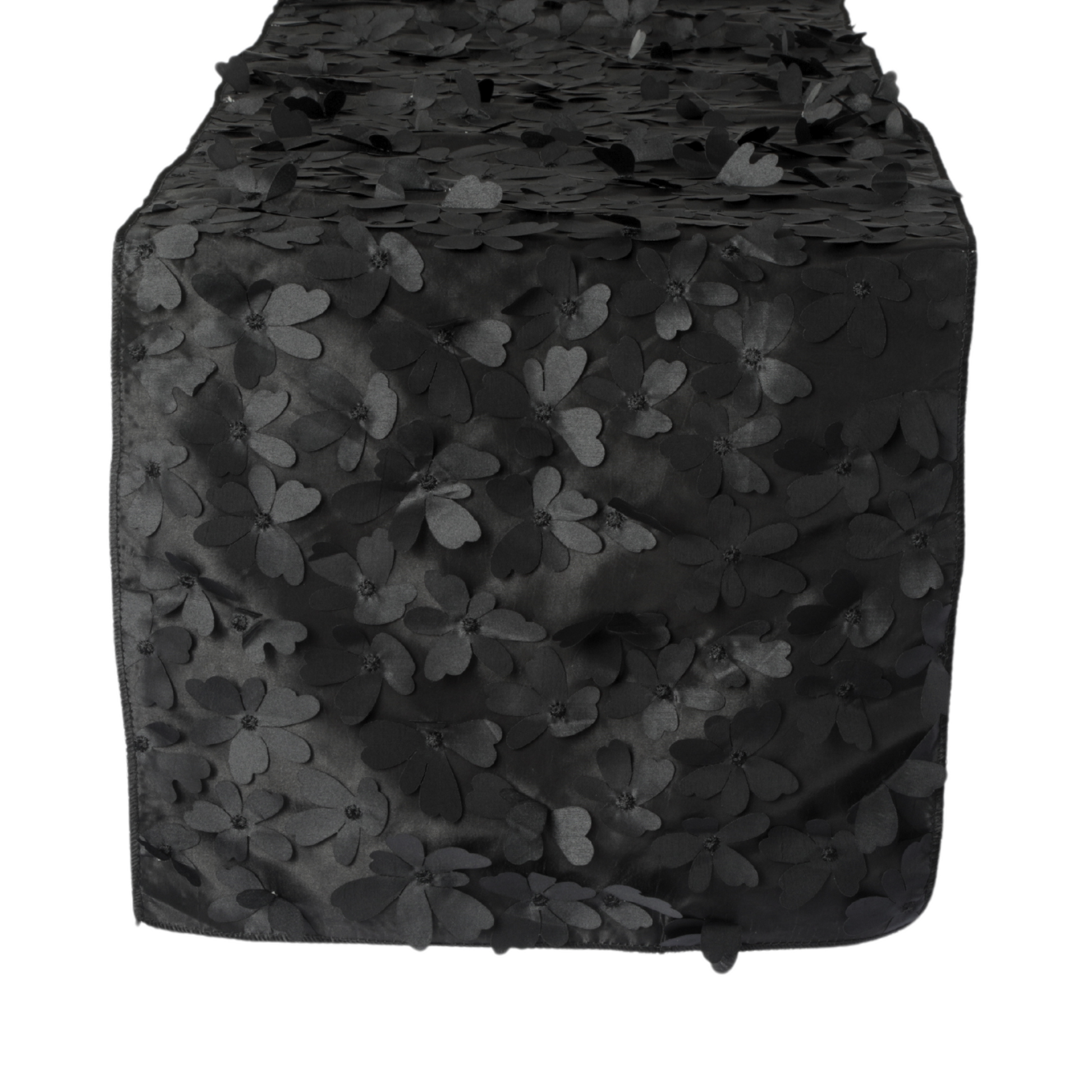 Flower Petal Taffeta Table Runner - Black