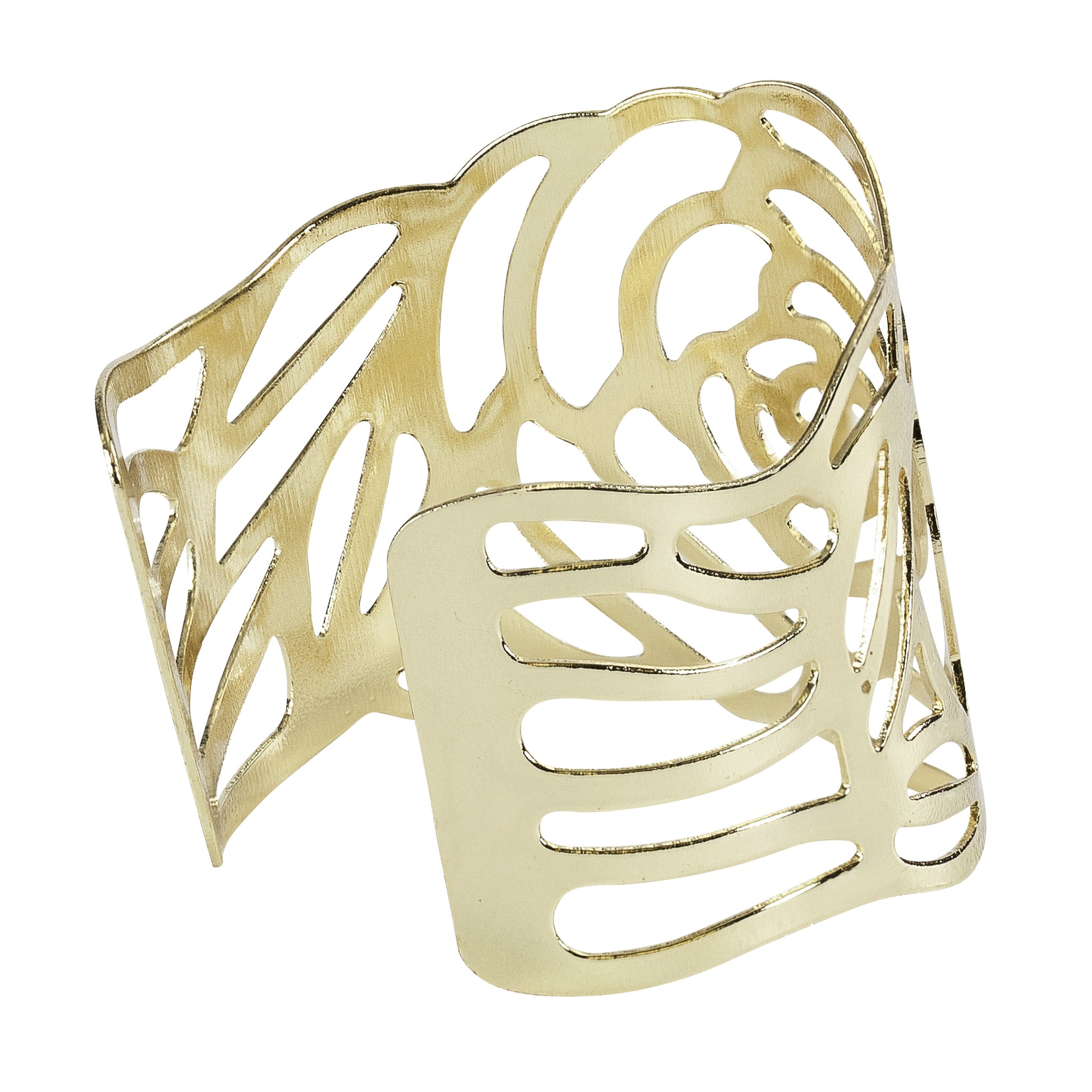 10 pc/pk Laser Cut Rose Metal Napkin Ring - Gold