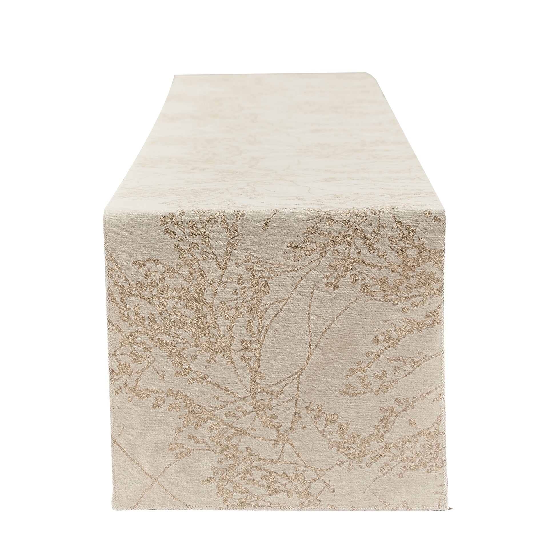 Leaf Branch Reversible Jacquard Table Runner - Champagne