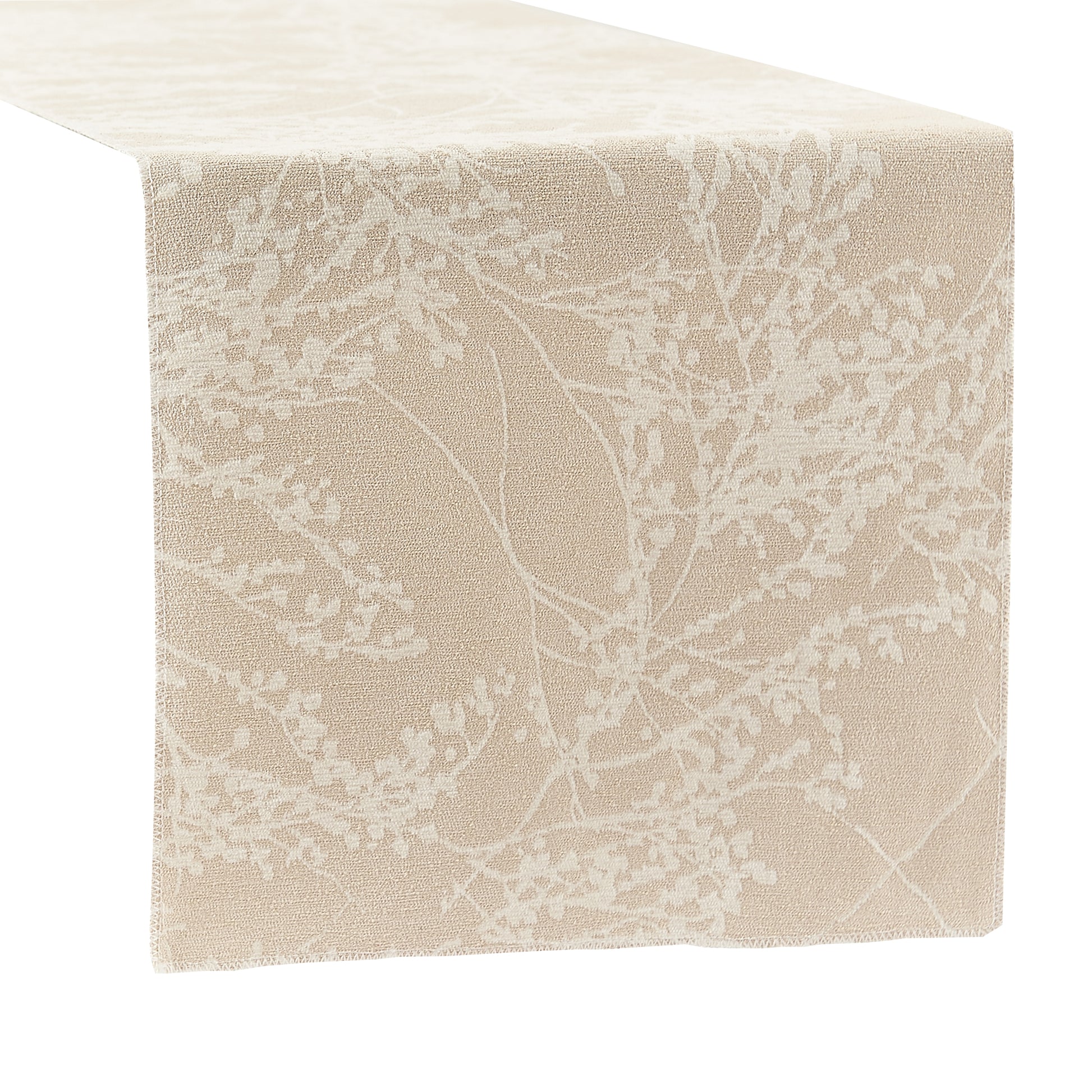 Leaf Branch Reversible Jacquard Table Runner - Champagne