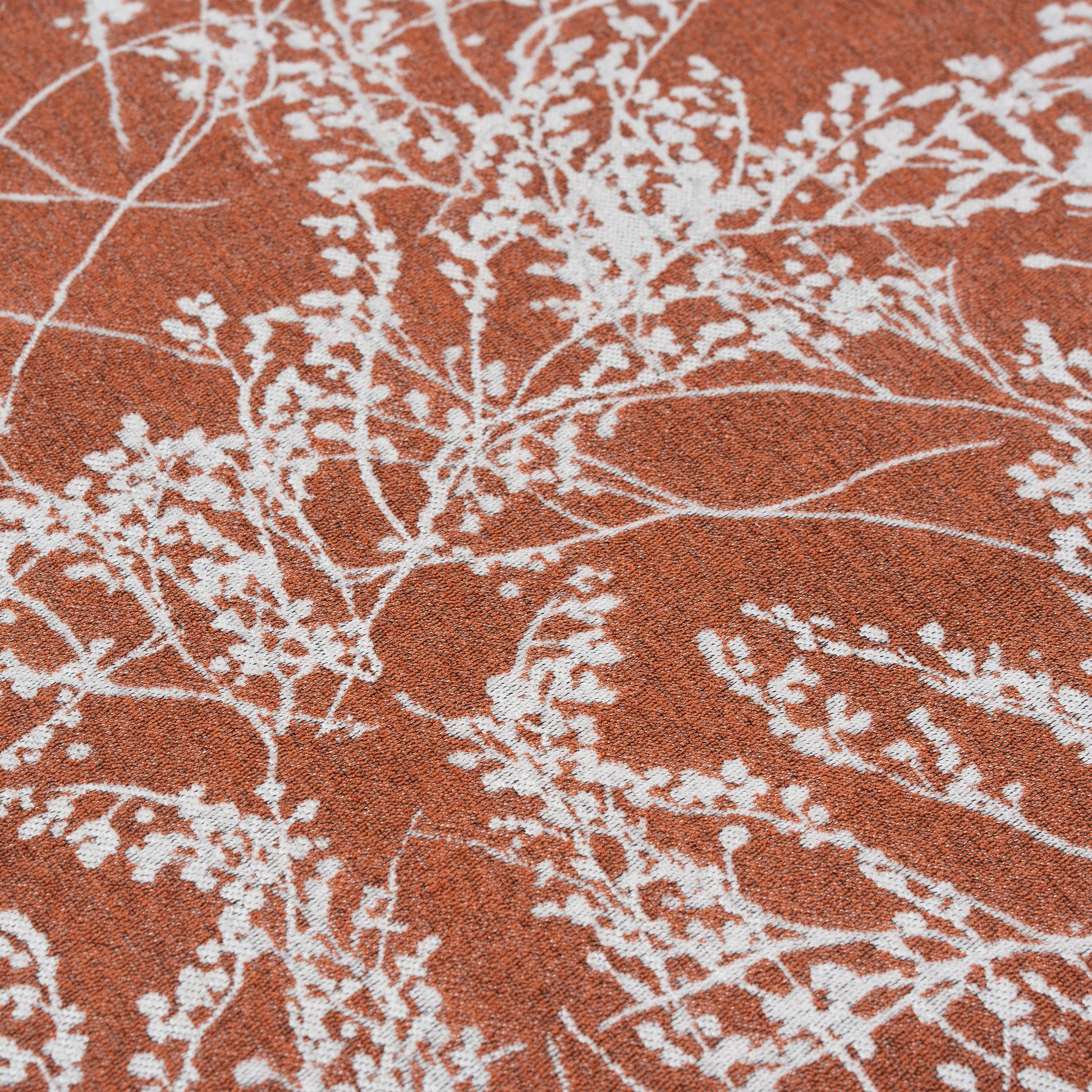 Leaf Branch Reversible Jacquard Tablecloth 120" Round - Rust