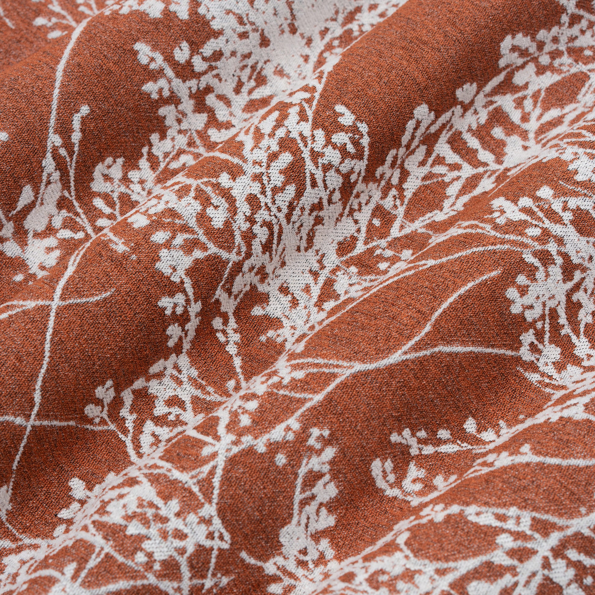 Leaf Branch Reversible Jacquard Tablecloth 90"x132" Rectangle - Rust