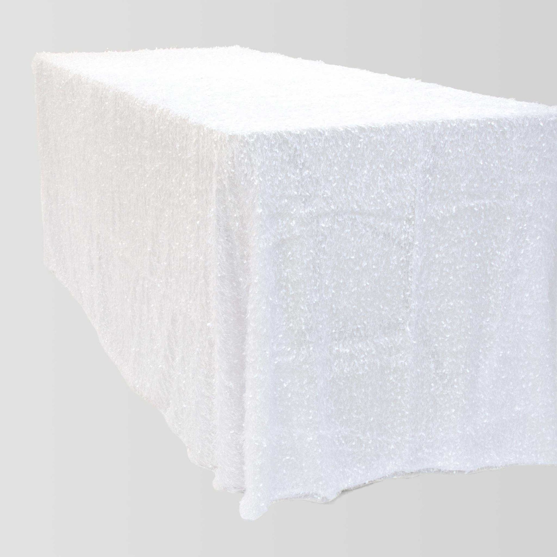 Flurries 90"x132" Rectangular Tablecloth - White