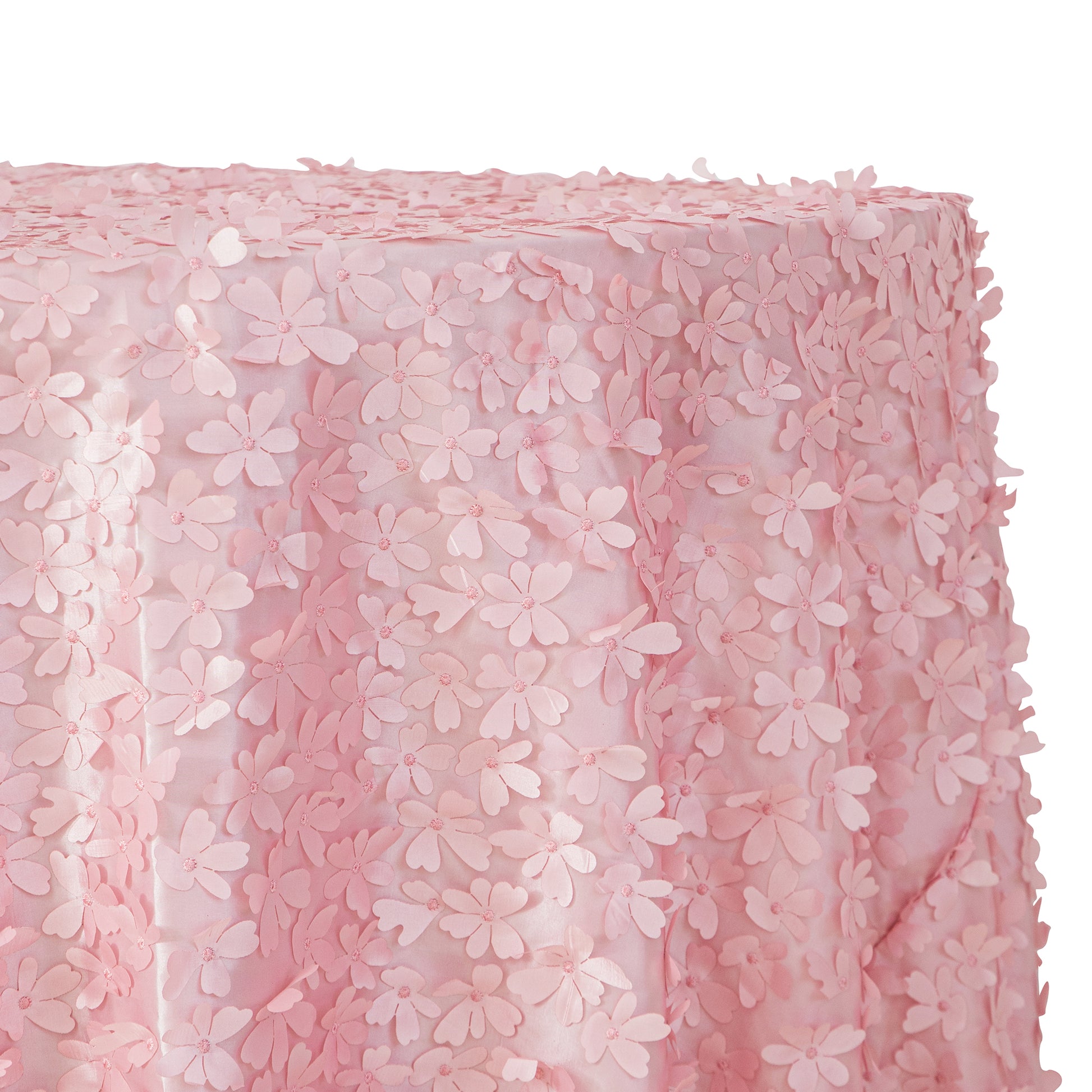 CV Linens Flower Petal Taffeta Round 115" Tablecloth - Pink