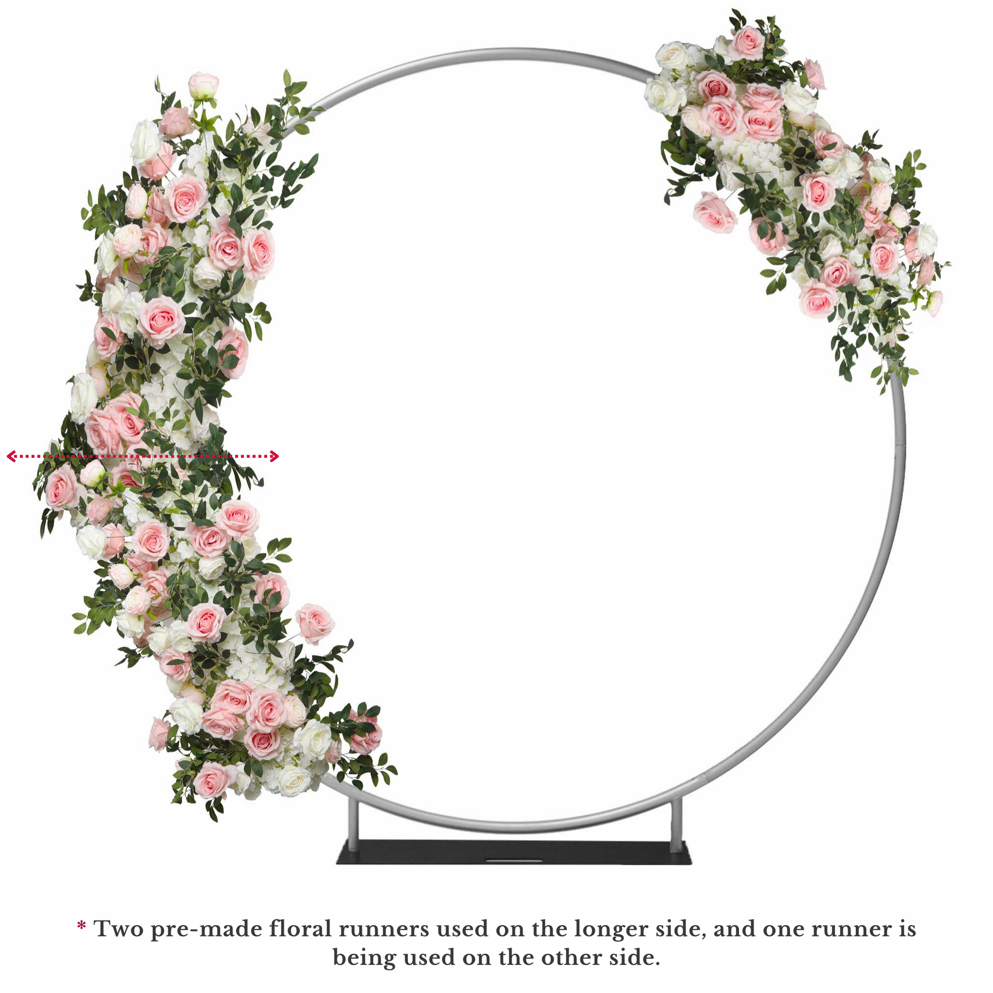 2 pcs/pk Premade Flower Backdrop Arch/Table Runner Decor - Light Pink & White