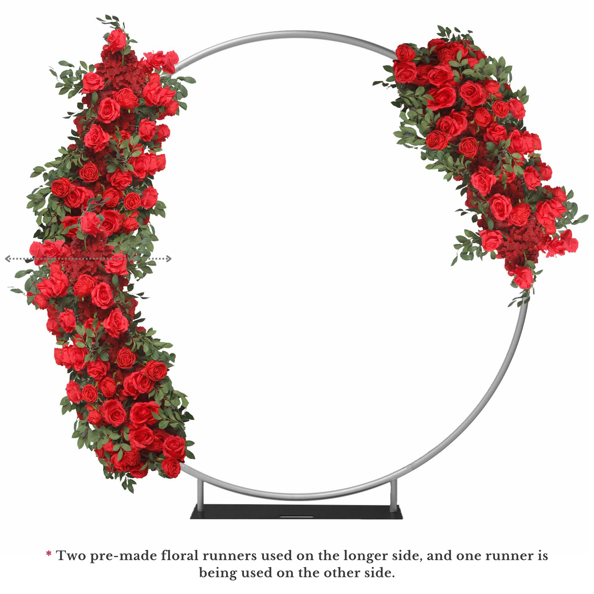 2 pcs/pk Premade Flower Backdrop Arch/Table Runner Decor - Red