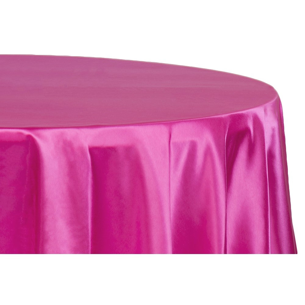 Satin 108" Round Tablecloth - Fuchsia close up