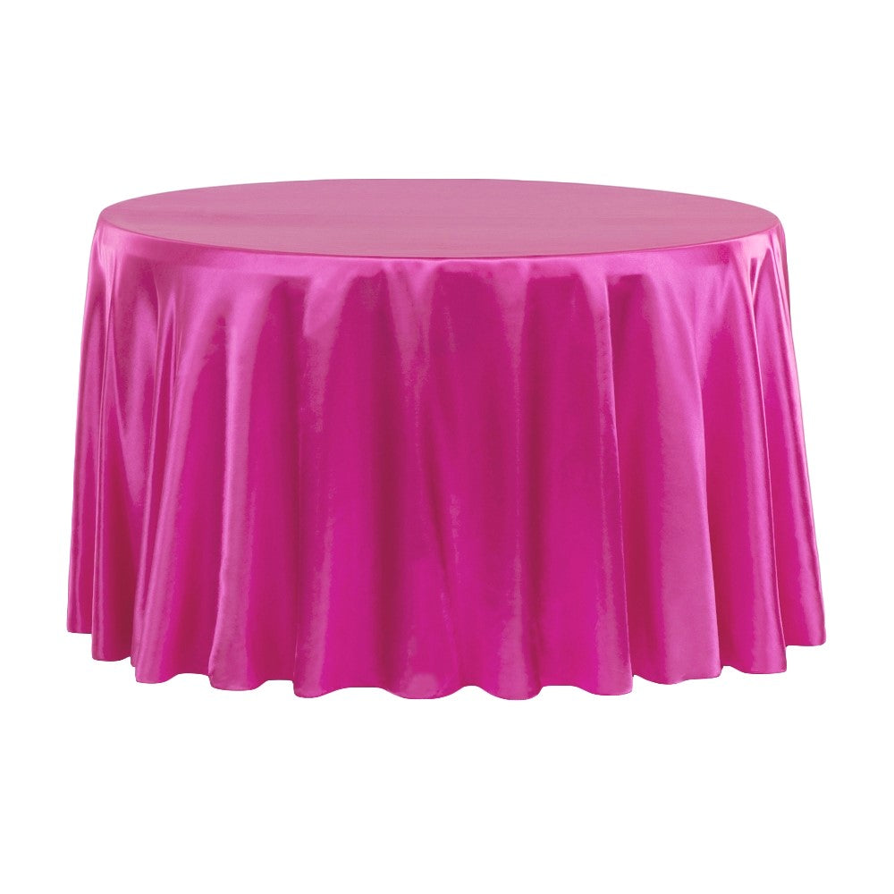 Satin 108" Round Tablecloth - Fuchsia