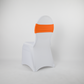 Spandex Chair Band  Orange on a Banquet chair with a spandex chair cover