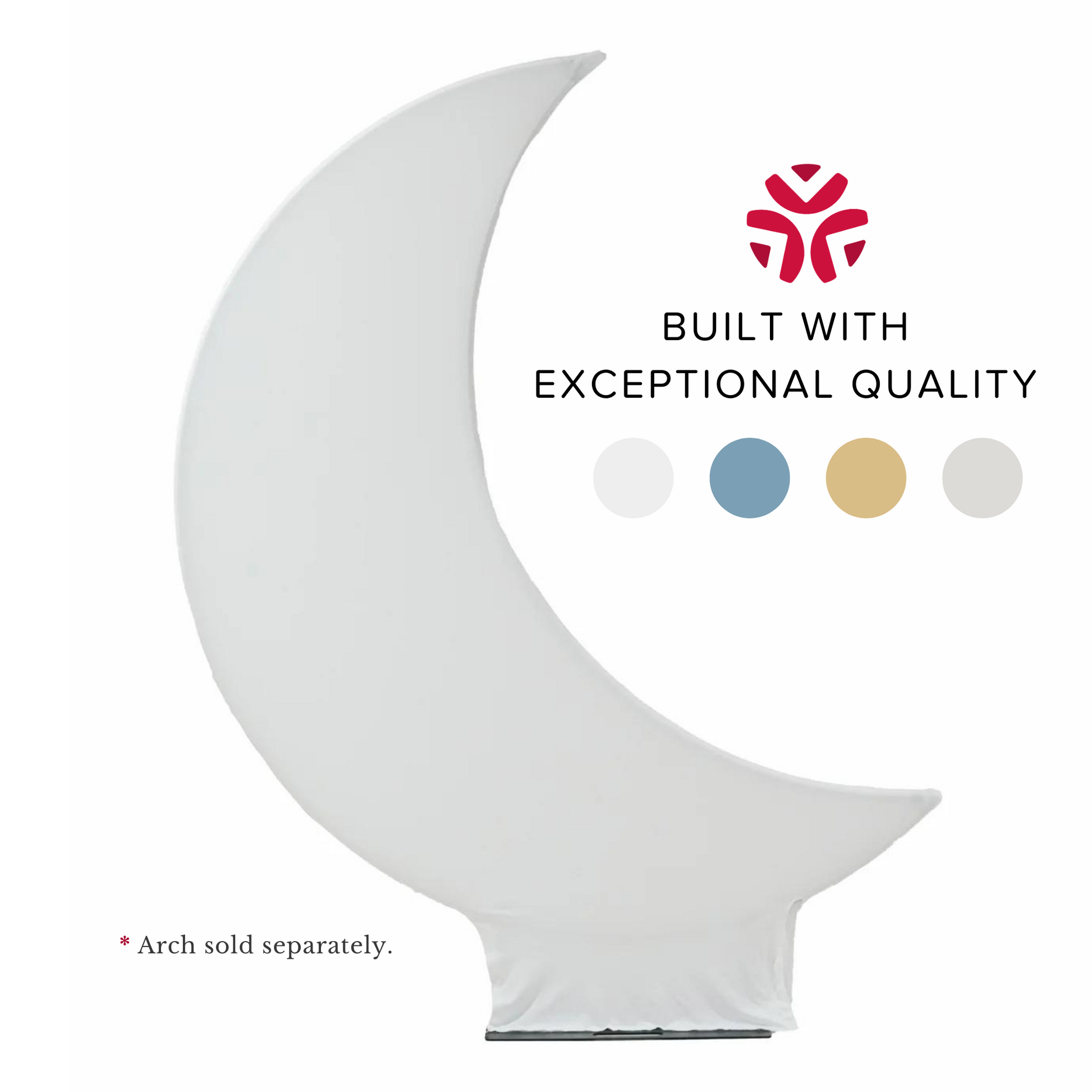 Spandex Crescent Moon Arch Cover - White