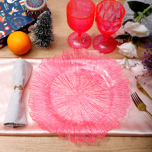 Transparent Reef Plastic Charger Plate - Pink