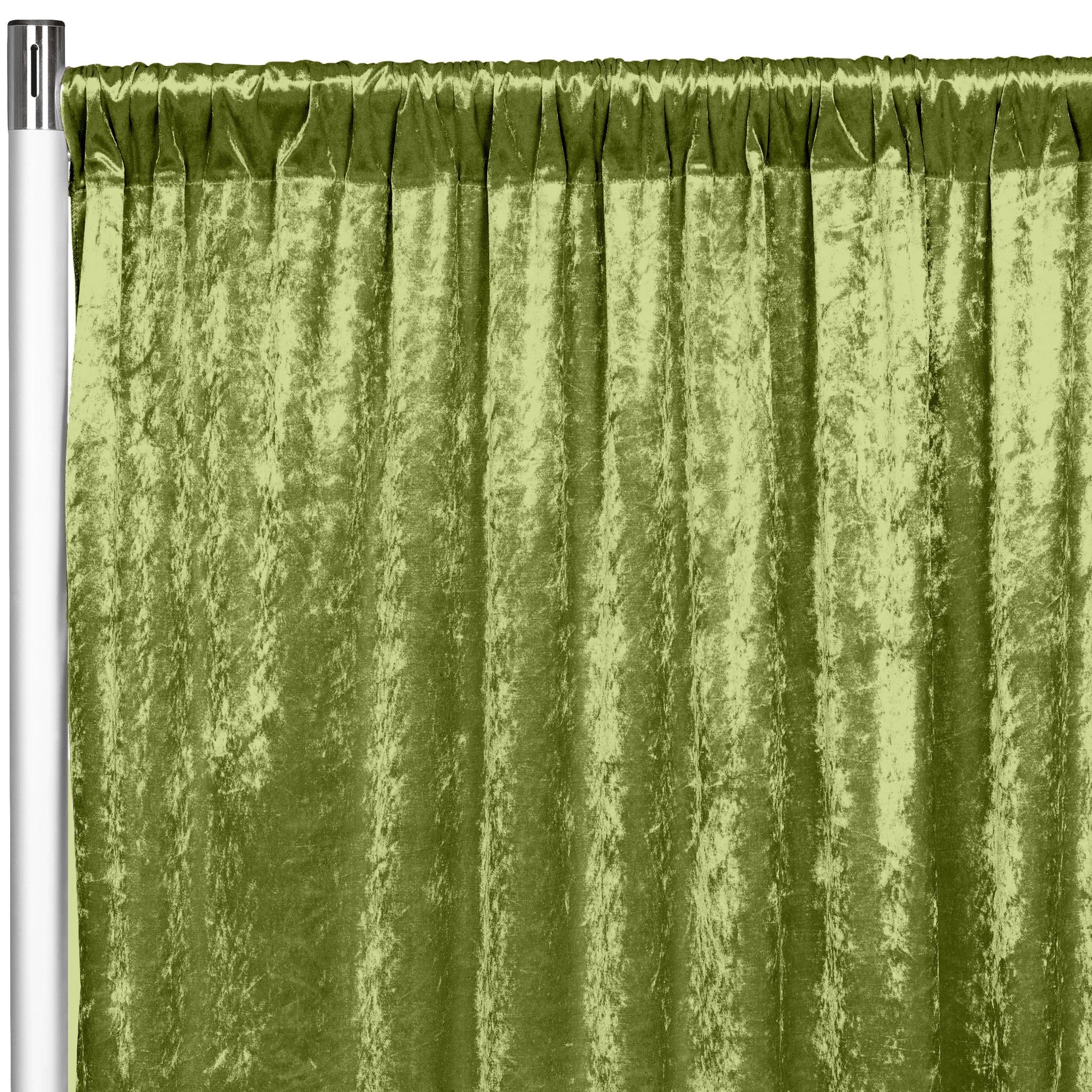 Velvet 10ft H x 52" W Drape/Backdrop Curtain Panel - Dark Sage Green