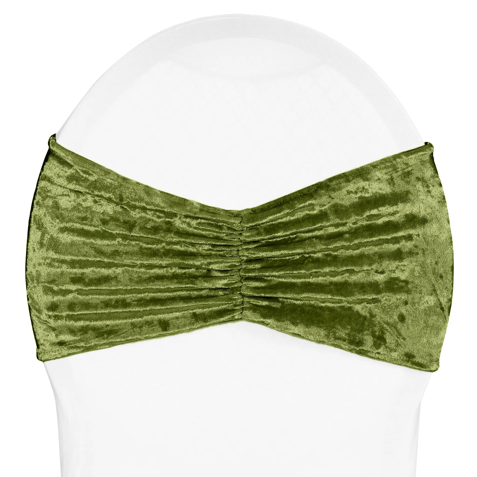 Velvet Ruffle Stretch Chair Band - Dark Sage Green
