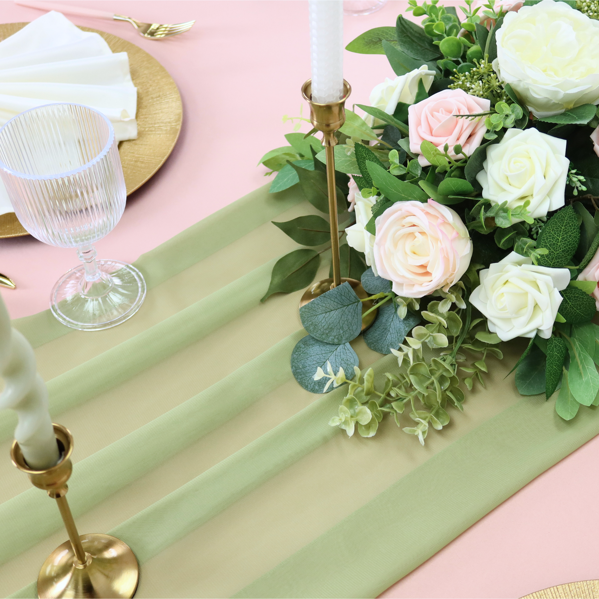 Chiffon Wedding Table Runner 10FT x 27" - Sage Green