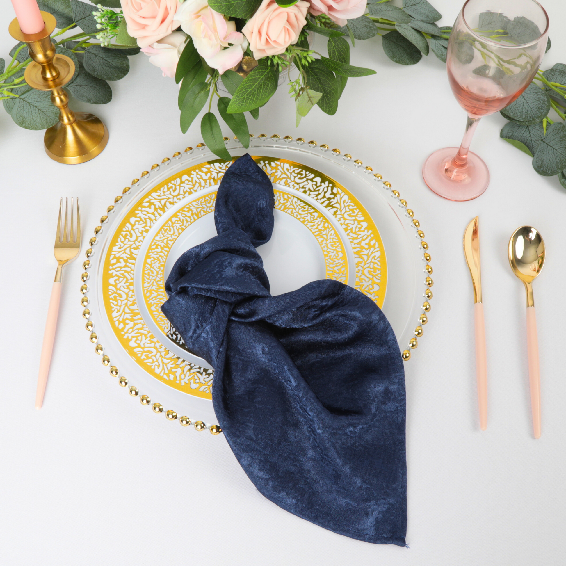 5 pcs/pk Crinkle Shimmer Napkin 20"x20" - Navy Blue