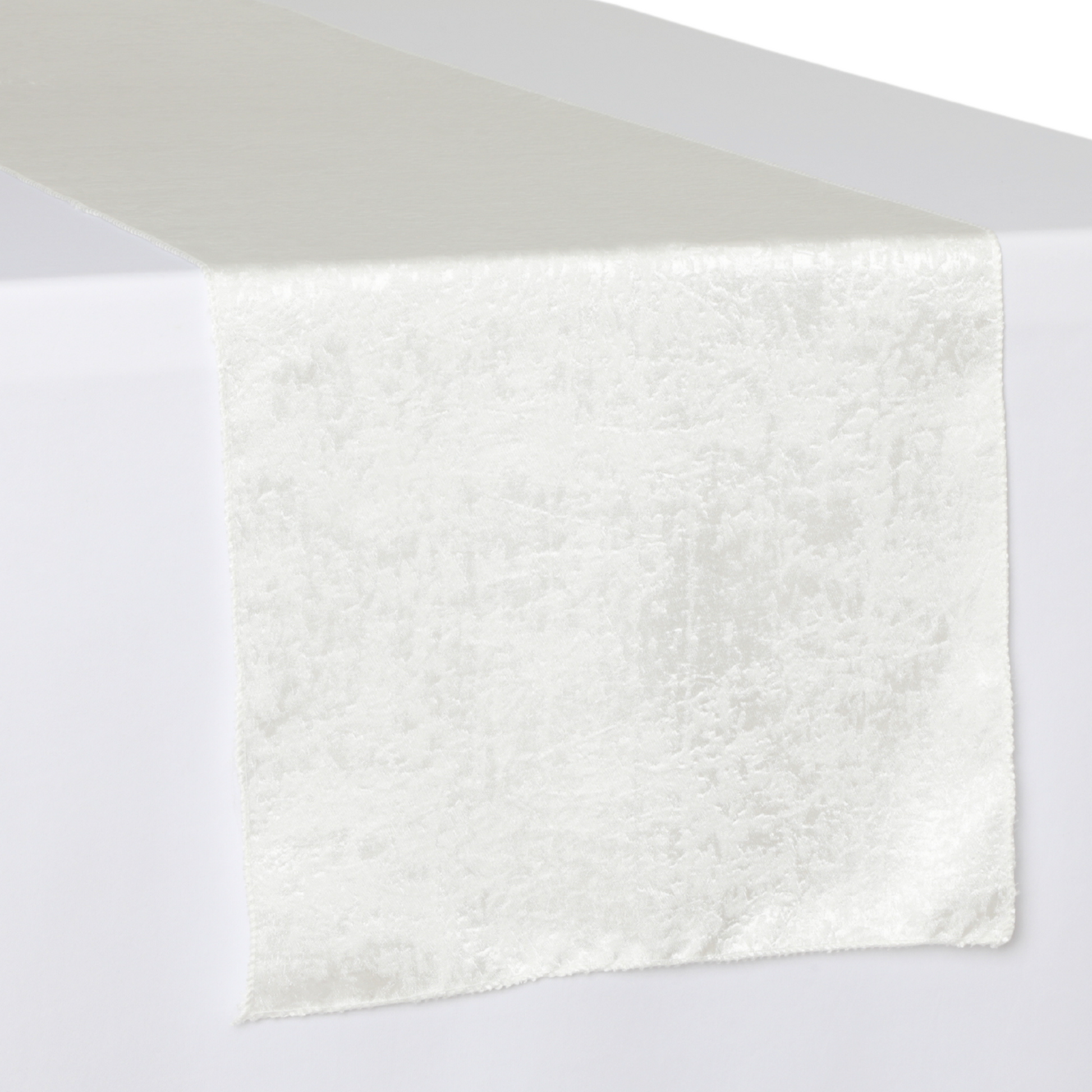 Crinkle Shimmer Table Runner - Light Ivory/Off White