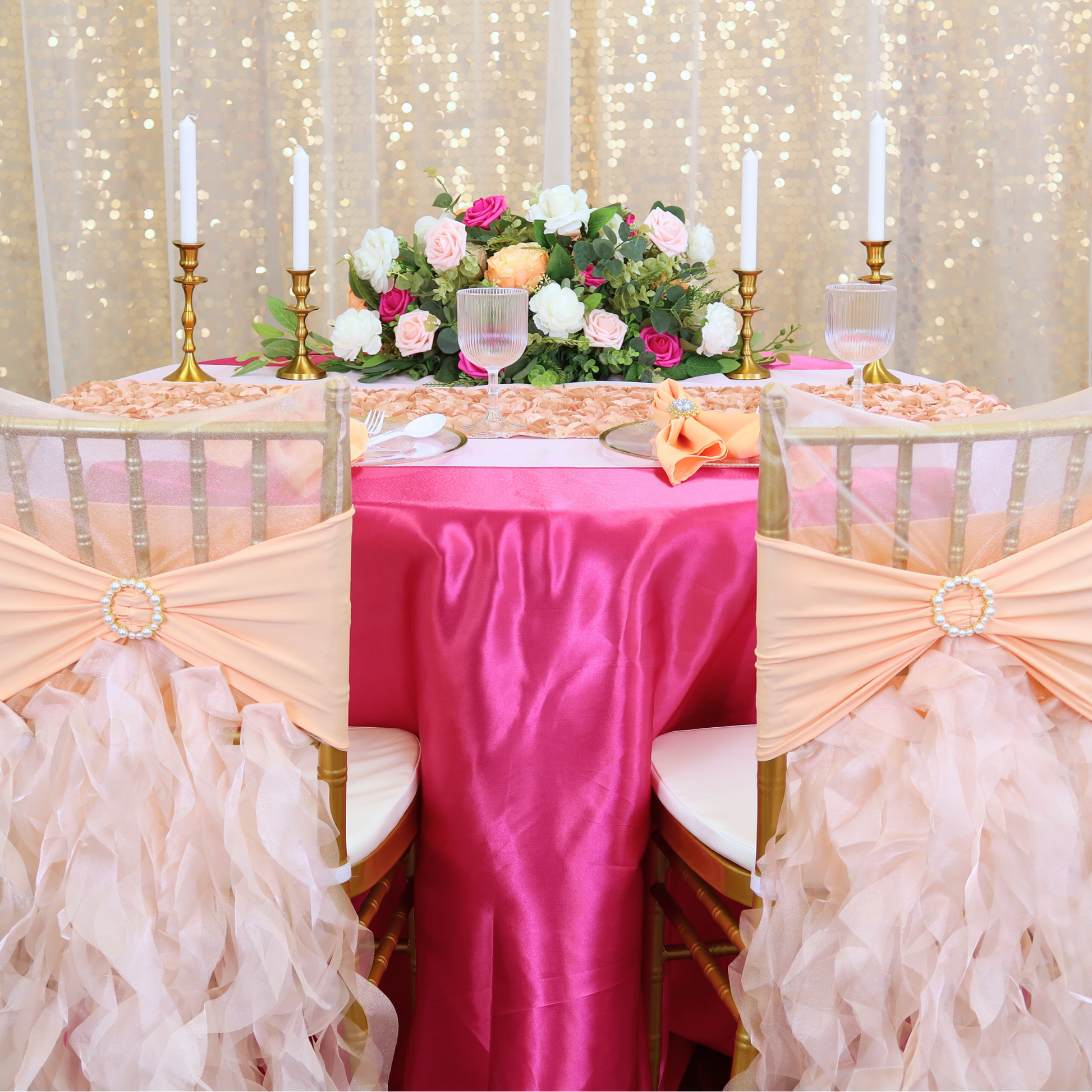 Curly Willow Chiavari Chair Back Slip Cover - Blush/Rose Gold