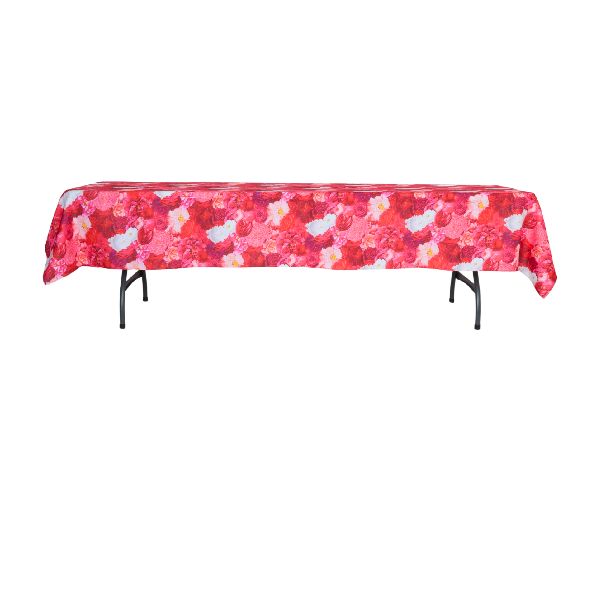 Floral Peony Roses 60"x120" Rectangular Tablecloth - Fuchsia