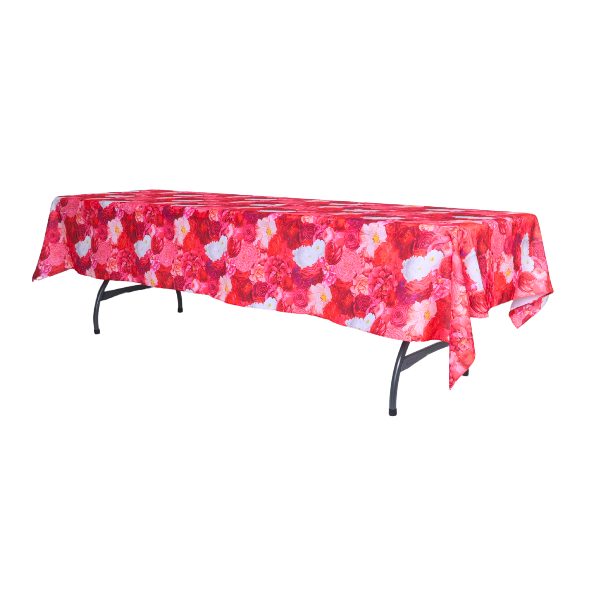 Floral Peony Roses 60"x120" Rectangular Tablecloth - Fuchsia