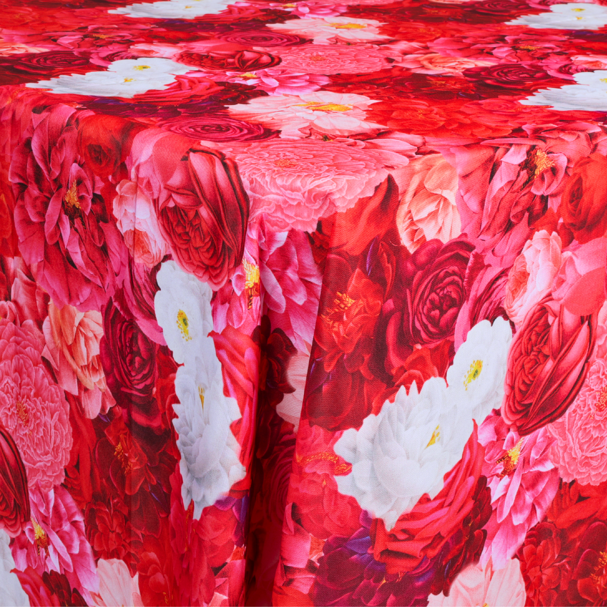 Floral Peony Roses 90"x156" Rectangular Tablecloth - Fuchsia