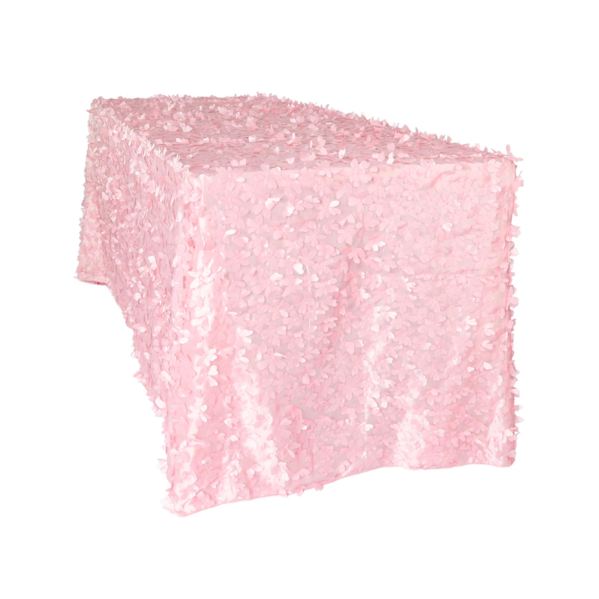 Flower Petal Taffeta Tablecloth 90"x132" Rectangular - Pink