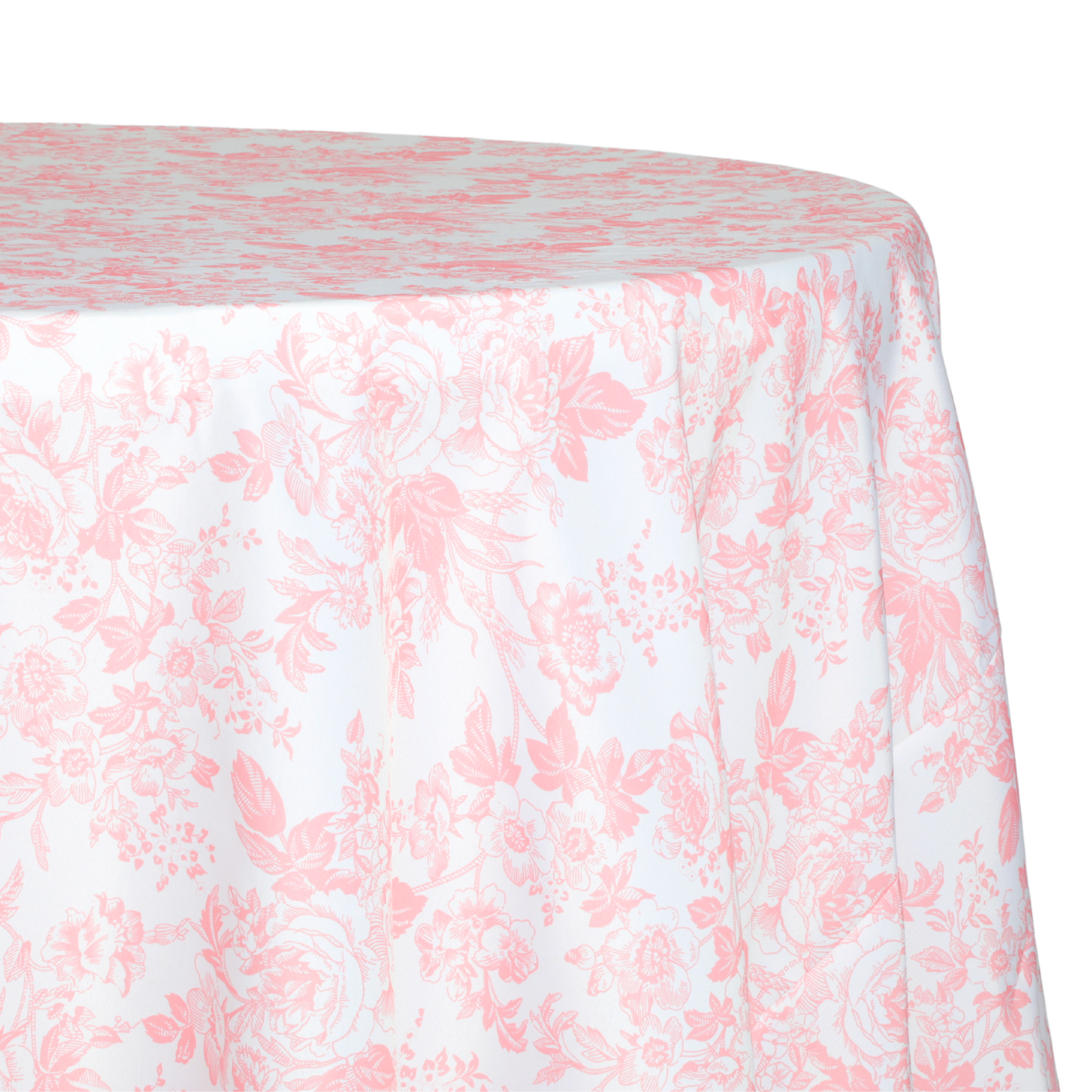 French Toile 120 Round Tablecloth - Coral– CV Linens