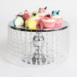 Hanging Crystal Cake Stand Pedestal Riser 12 Round Silver CV Linens