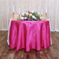 white sheer voile drapes in front of gold large payette sequin drapes behind a fuchsia sweetheart table